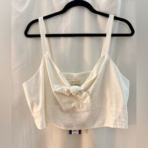 Universal Thread Cream Tie-Front Crop Top